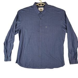 Lacoste Shirt Mens 45 Plaid Blue Slim Fit 100% Cotton Long Sleeve